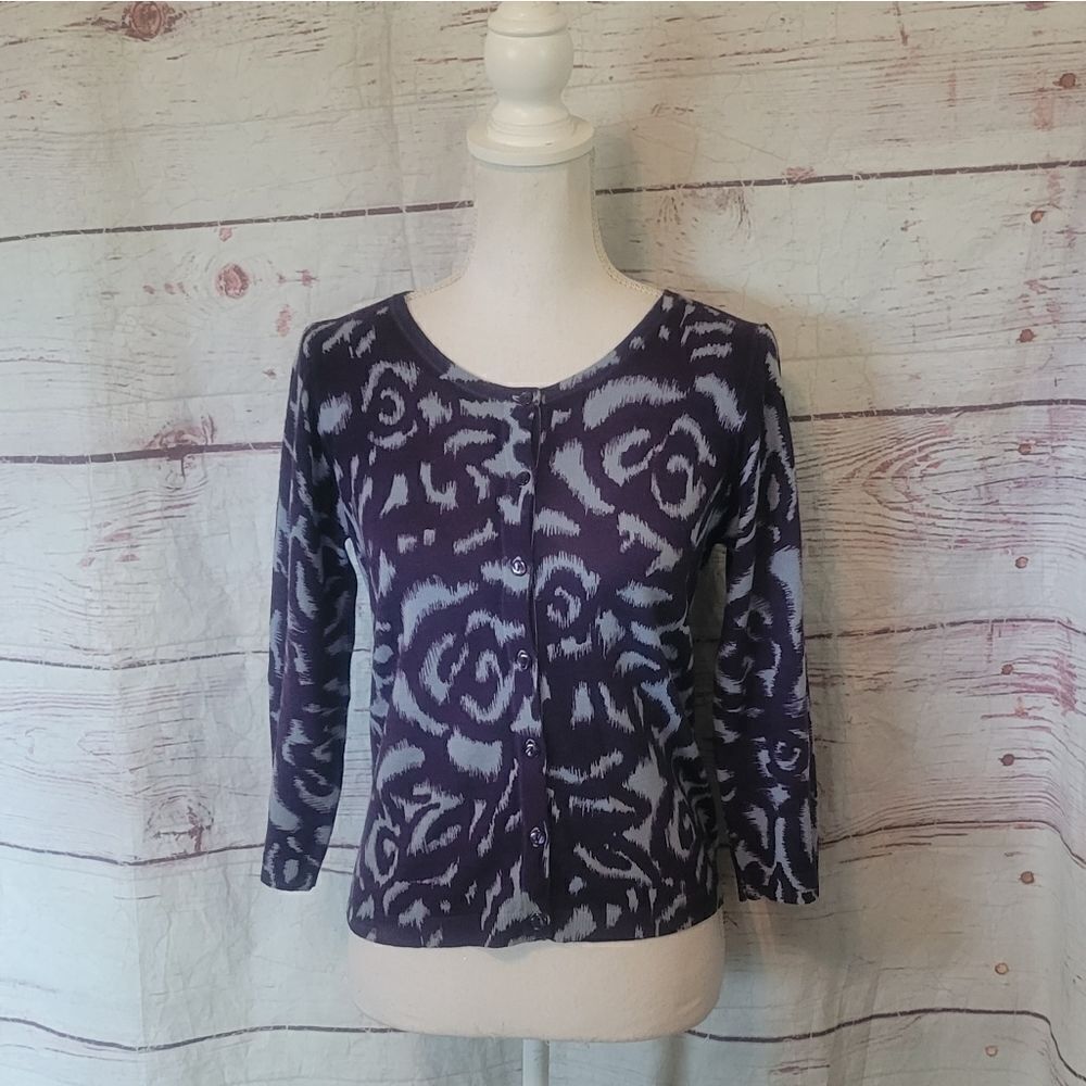 Boden Wool Button Front Print Cardigan Size 6